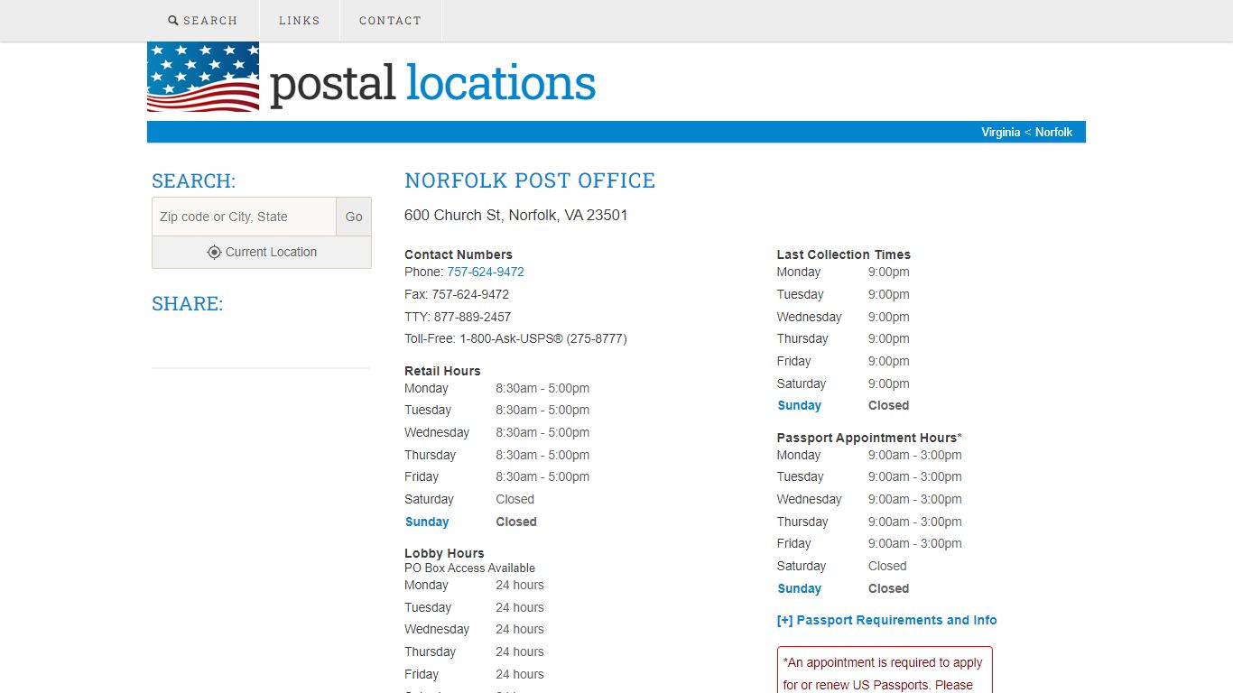 Post Office in Norfolk, VA - Hours and Location - Postal Locations